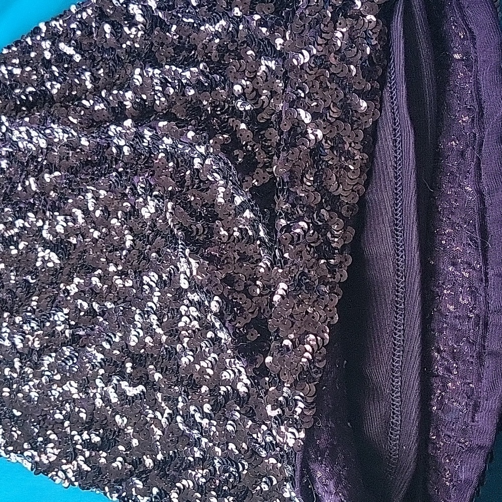 New Strapless Purple Sequin Dress - Picture 6 of 10